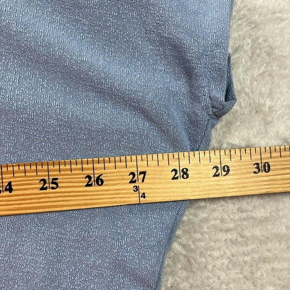 Charlotte Avery Knit Top Size S Blue Short Dolman Sleeves Relaxed Fit V Neck - Picture 5 of 7